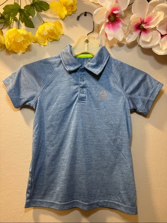 Reebok Light Blue Heather Boys' Polo Shirt - Picture 1 of 7
